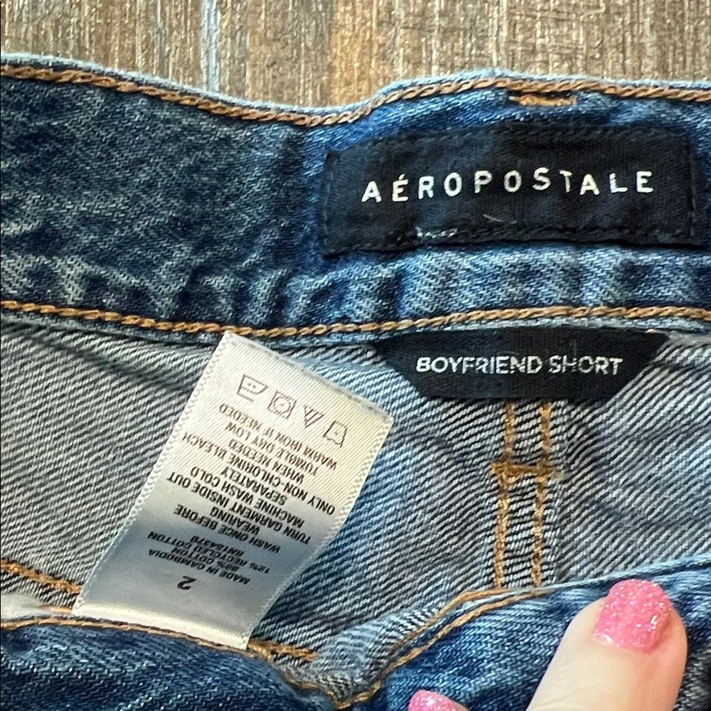 Aeropostale Women's Frayed Blue Jean Shorts